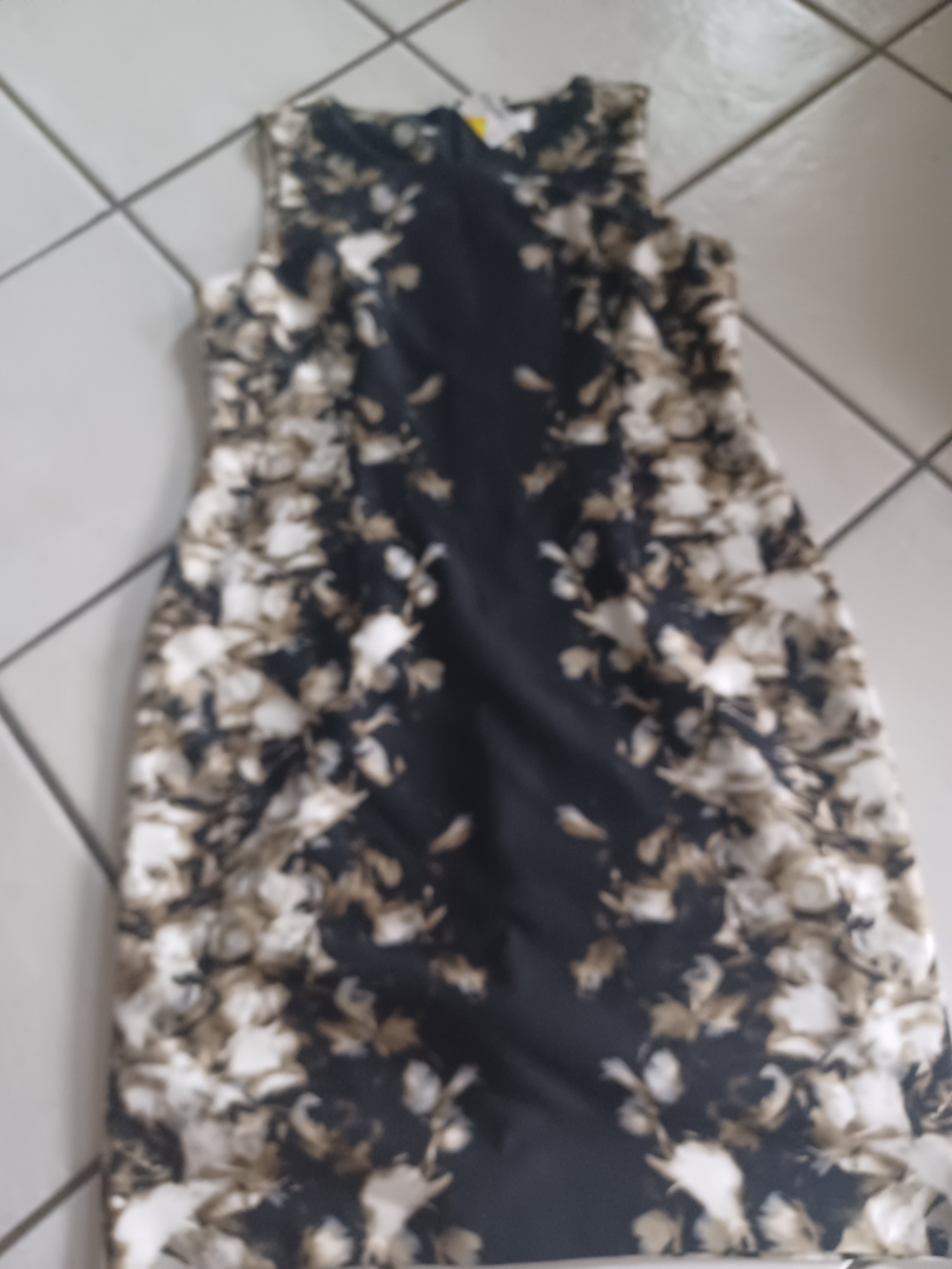Calvin Klein Black and Cream Floral Midi Sheath Dress